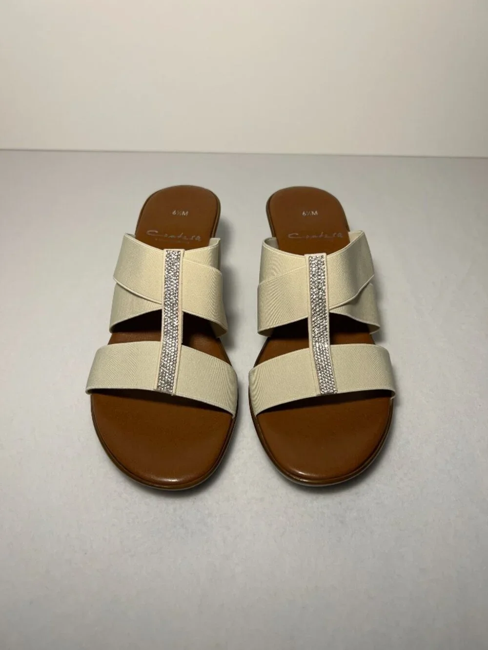 Italian Shoemakers Women's 6.5M Contesa White/Wood Color Wedge Sandal Heel